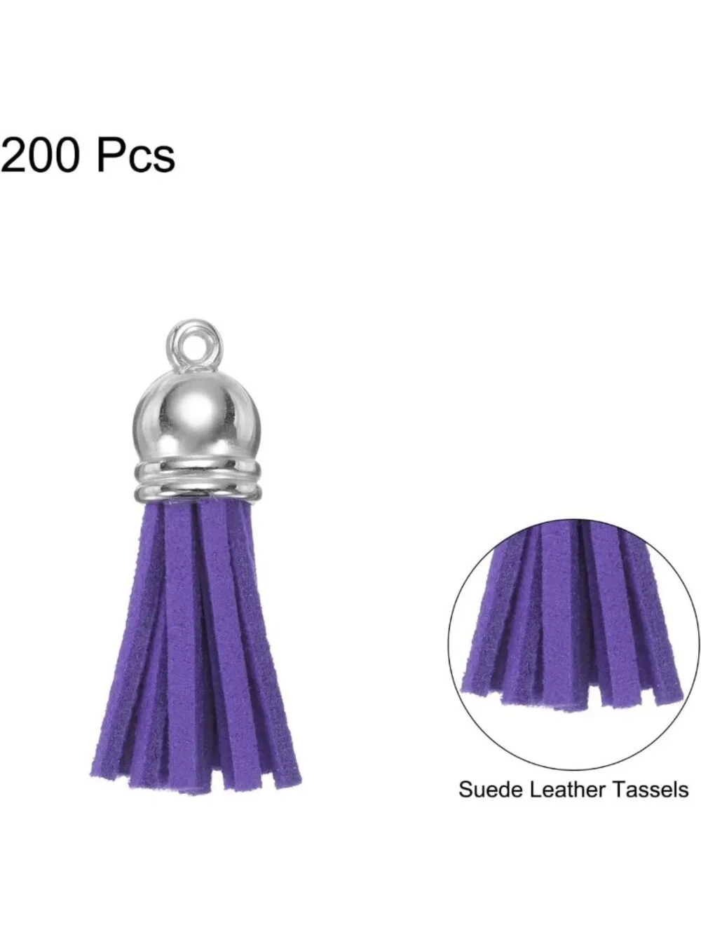 200 Pcs Colored Leather Keychain Tassels for Crafts, Jewelry Making & Earrings